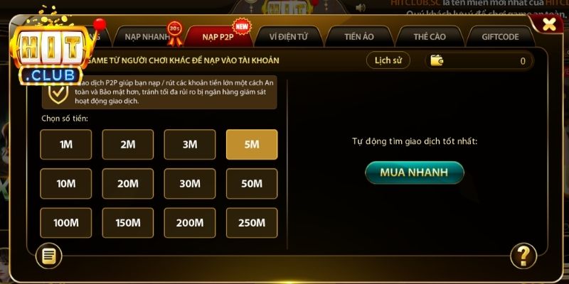 Nạp Rút Tiền hitclub 2 Hướng dẫn nạp tiền